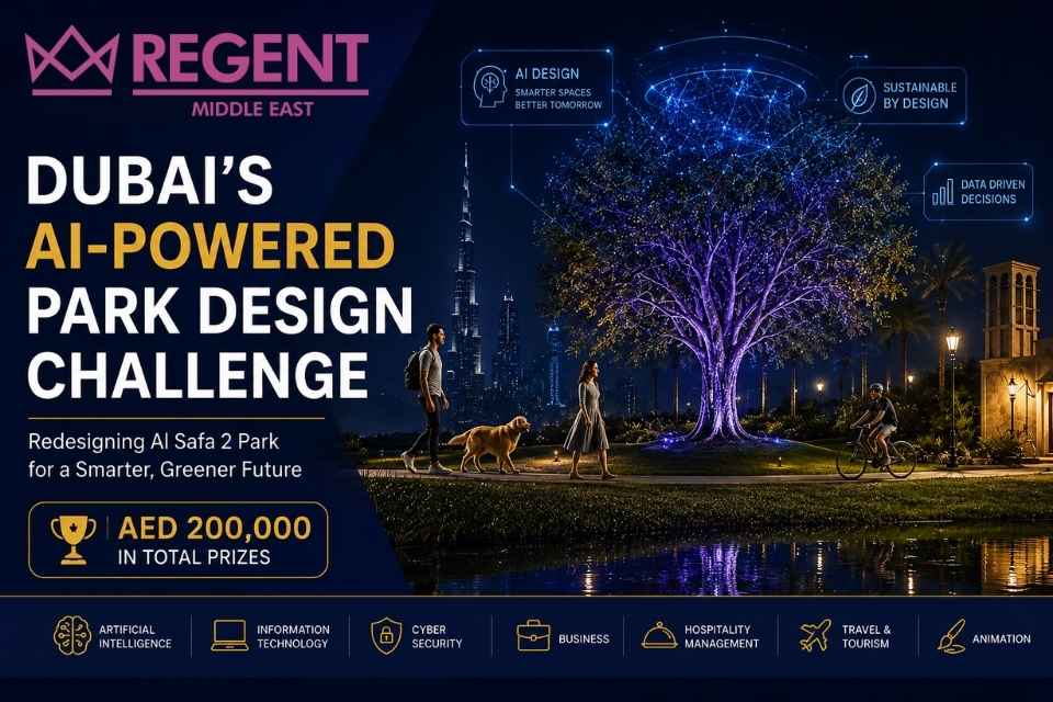 Dubai AI-Powered Park Design Challenge highlighting future AI careers, smart city innovation, and Artificial Intelligence education at Regent Middle East in Dubai.